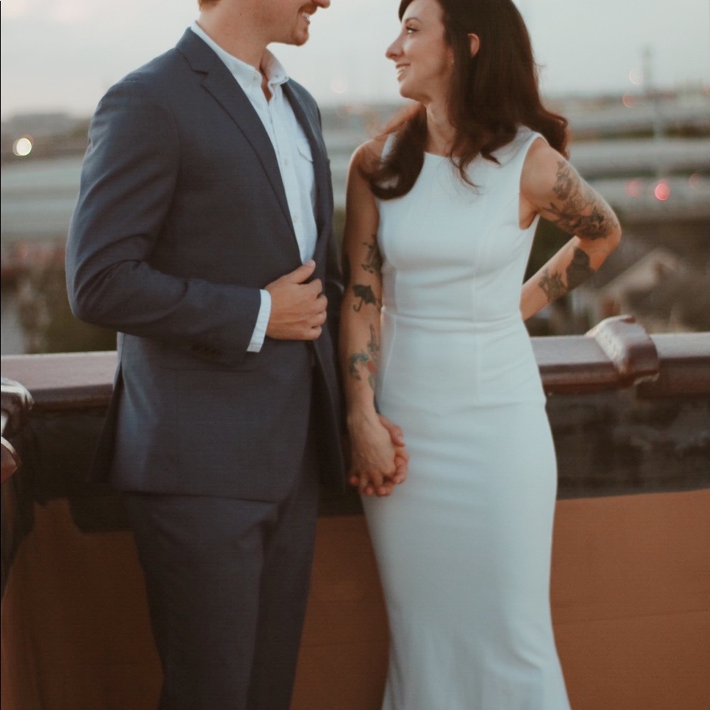 Lulus “Mine” white mermaid open back dress